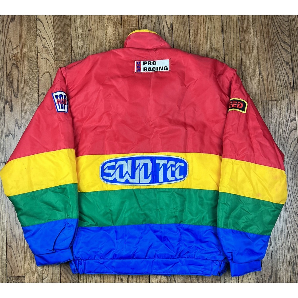 Vintage Jeff Gordon Nascar Racing Dupont Rainbow Puffer Jacket Men's Size XL - Picture 7 of 8